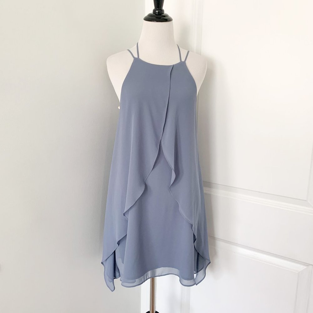 Bcbgeneration Light Blue Ruffle Halter Dress - image 1